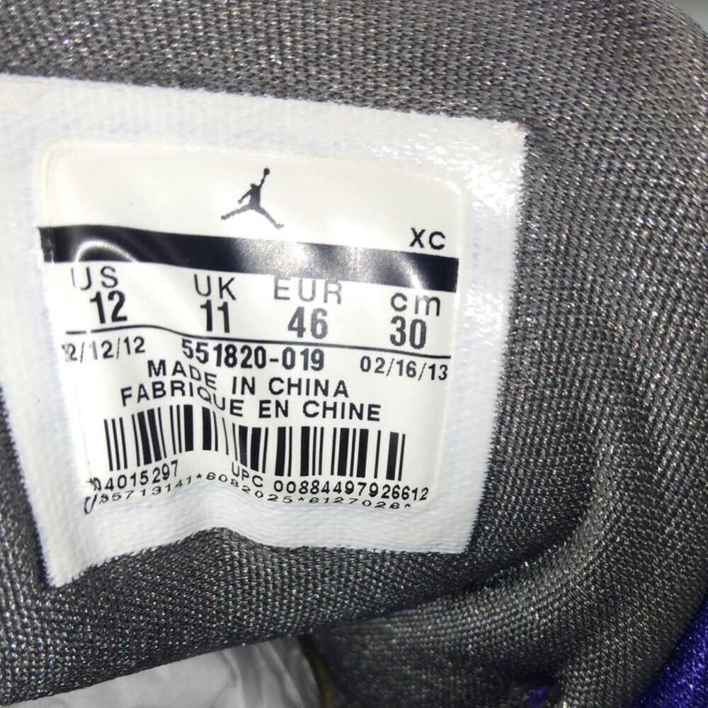 NIKE AIR JORDAN Flight Luminary Purple/Gry Mens Hi-Top Sneakers - Size: 12 - Picture 6 of 6